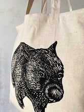 Load image into Gallery viewer, Wombat front+back tote bag – Black