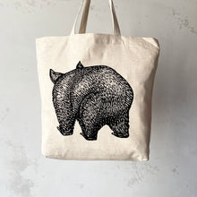 Load image into Gallery viewer, Wombat front+back tote bag – Black
