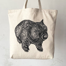 Load image into Gallery viewer, Wombat front+back tote bag – Black