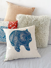 Load image into Gallery viewer, Wombat front + back cushion – turquoise