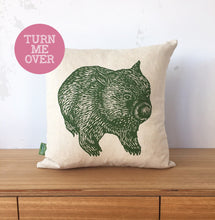 Load image into Gallery viewer, Wombat front + back cushion – eucalyptus