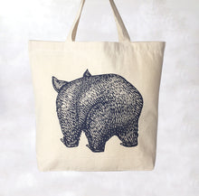 Load image into Gallery viewer, Wombat front+back tote bag – Eucalyptus