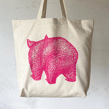 Load image into Gallery viewer, Wombat front+back tote bag – Bright pink