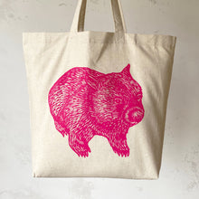 Load image into Gallery viewer, Wombat front+back tote bag – Bright pink