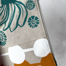Load image into Gallery viewer, Hand printed purse – Small white, ochre &amp; teal