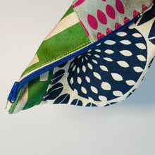 Load image into Gallery viewer, Hand printed purse – Small green, navy &amp; magenta