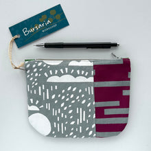 Load image into Gallery viewer, Hand printed purse – Small black, magenta &amp; white