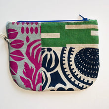 Load image into Gallery viewer, Hand printed purse – Small green, navy &amp; magenta