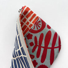 Load image into Gallery viewer, Hand printed purse – Small red, orange &amp; purple