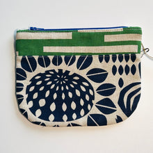 Load image into Gallery viewer, Hand printed purse – Small green, navy &amp; magenta
