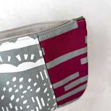 Load image into Gallery viewer, Hand printed purse – Small black, magenta &amp; white