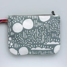 Load image into Gallery viewer, Hand printed zip purse – Pink, green, grey and white
