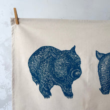 Load image into Gallery viewer, Organic cotton tea towel – Wombat front + back