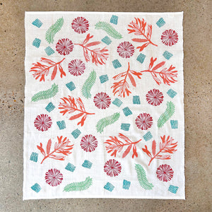 Hand printed flour sack kitchen towel