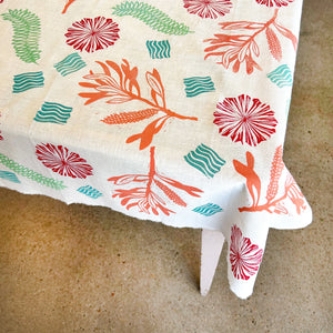 Hand printed flour sack kitchen towel
