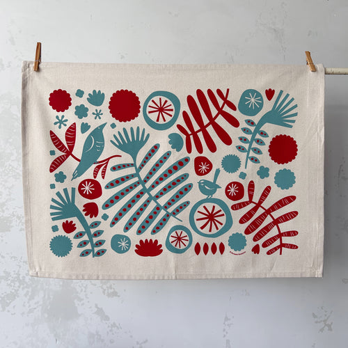 Organic cotton tea towel – Fronds & Flowers