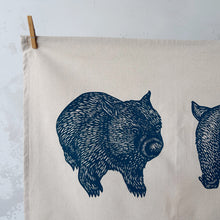 Load image into Gallery viewer, Organic cotton tea towel – Wombat front + back