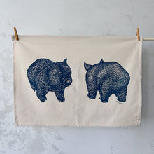 Load image into Gallery viewer, Organic cotton tea towel – Wombat front + back