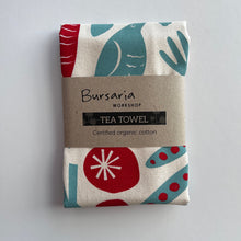 Load image into Gallery viewer, Organic cotton tea towel – Fronds &amp; Flowers