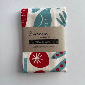 Organic cotton tea towel – Fronds & Flowers