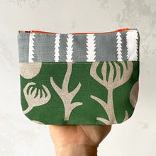 Load image into Gallery viewer, Hand printed purse – Small orange, green and grey