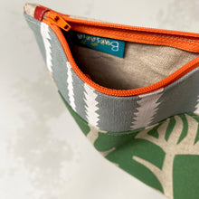 Load image into Gallery viewer, Hand printed purse – Small orange, green and grey