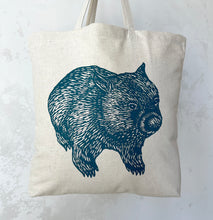 Load image into Gallery viewer, Wombat front+back tote bag – Turquoise