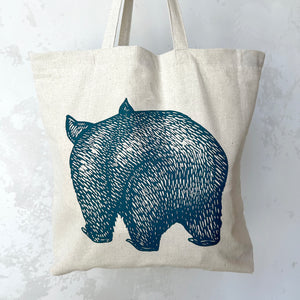 Wombat front+back tote bag – Turquoise