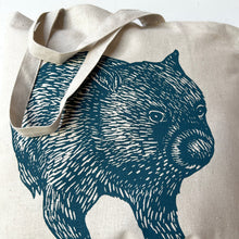 Load image into Gallery viewer, Wombat front+back tote bag – Turquoise