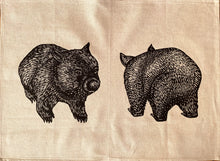 Load image into Gallery viewer, Organic cotton / hemp tea towels – Wombat front + back