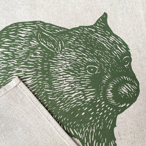 Organic cotton / hemp tea towels – Wombat front + back
