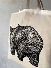 Load image into Gallery viewer, Wombat front+back tote bag – Black