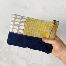 Load image into Gallery viewer, Medium pencil case – yellow, blue and white